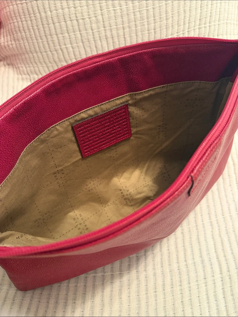 Moore & Giles genuine leather tech pouch - Laptop Sleeve - Red Leather Zip